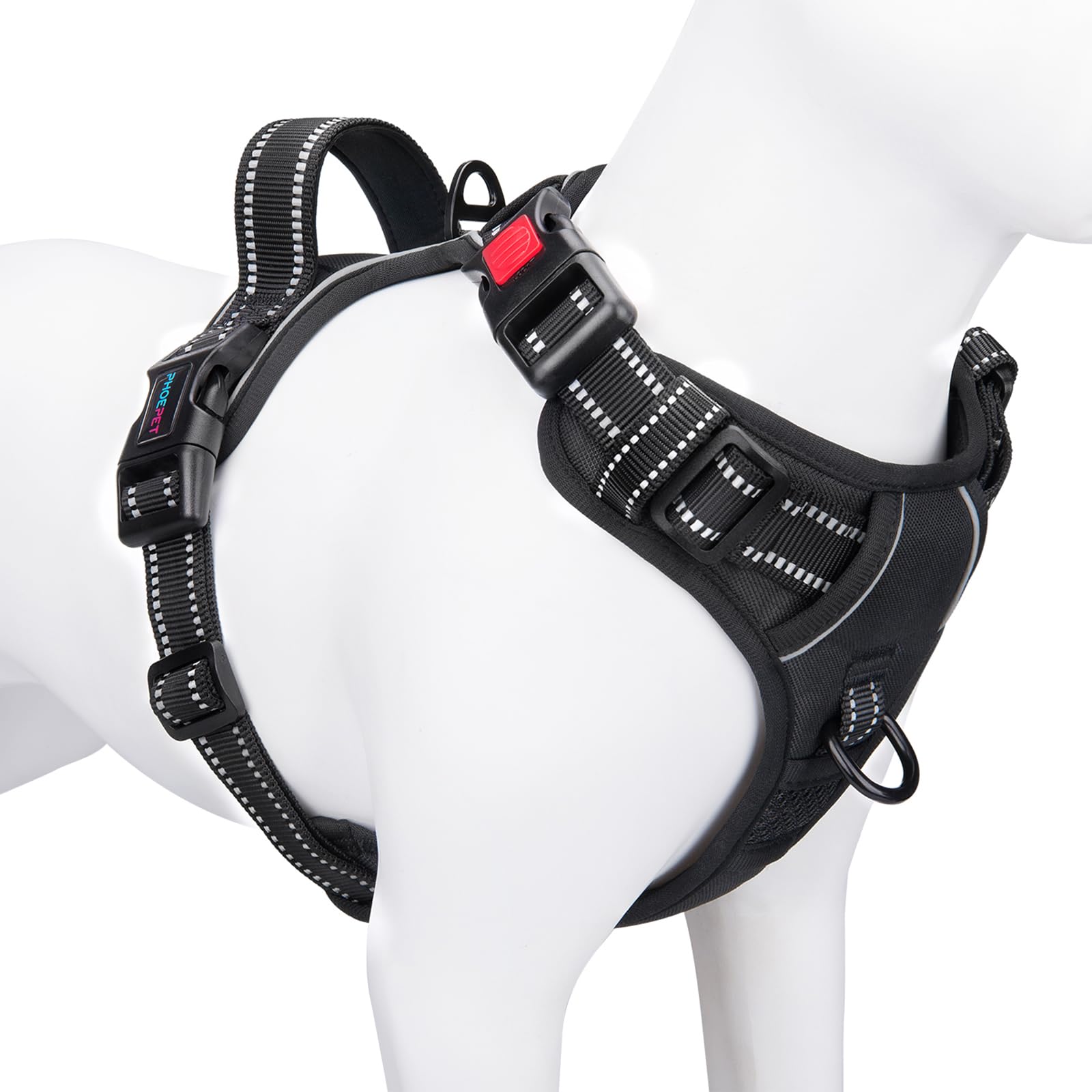 PHOEPET harnais vue avant sur emballage, facilite l'identification rapide