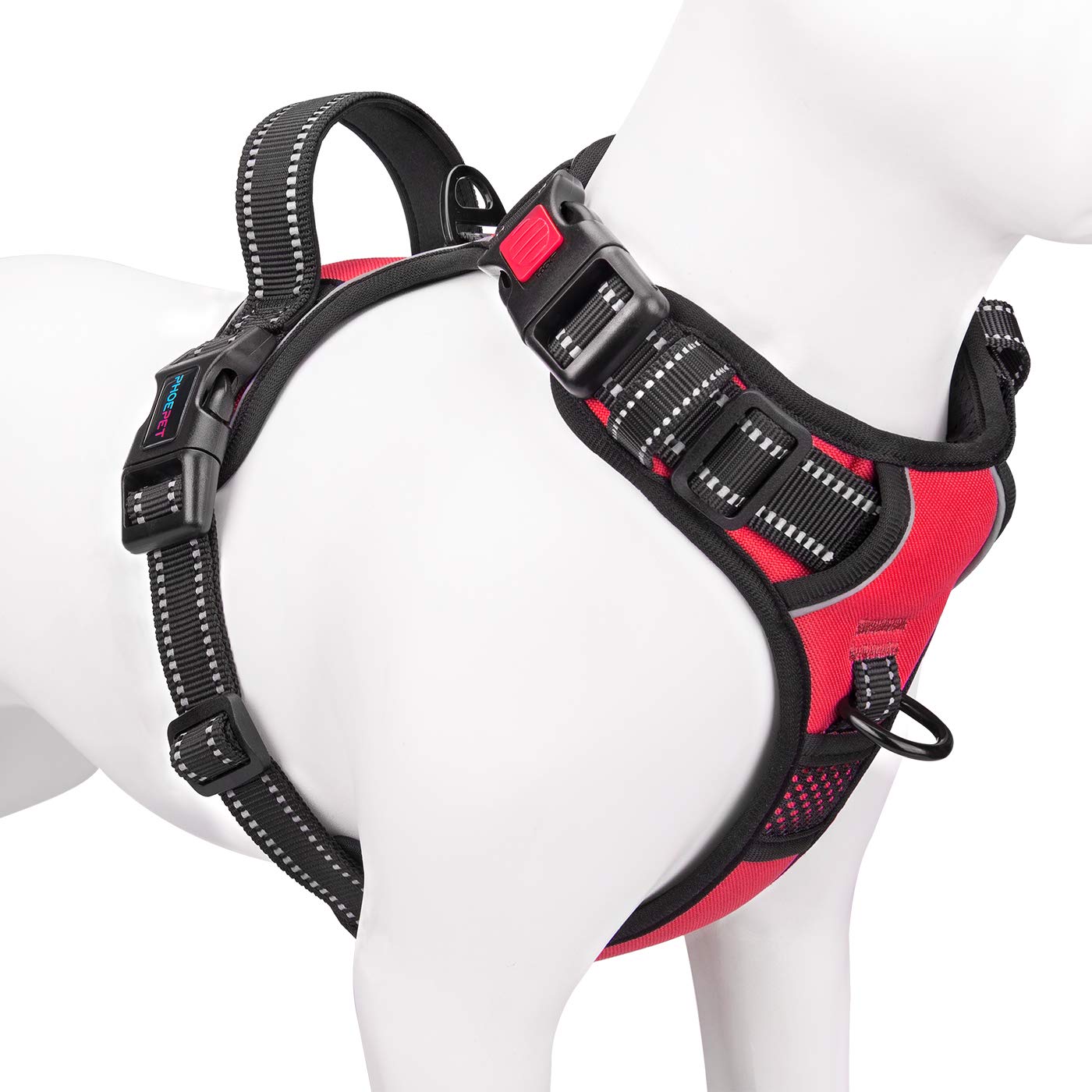PHOEPET harnais vue avant montrant coupe ajustable et confort