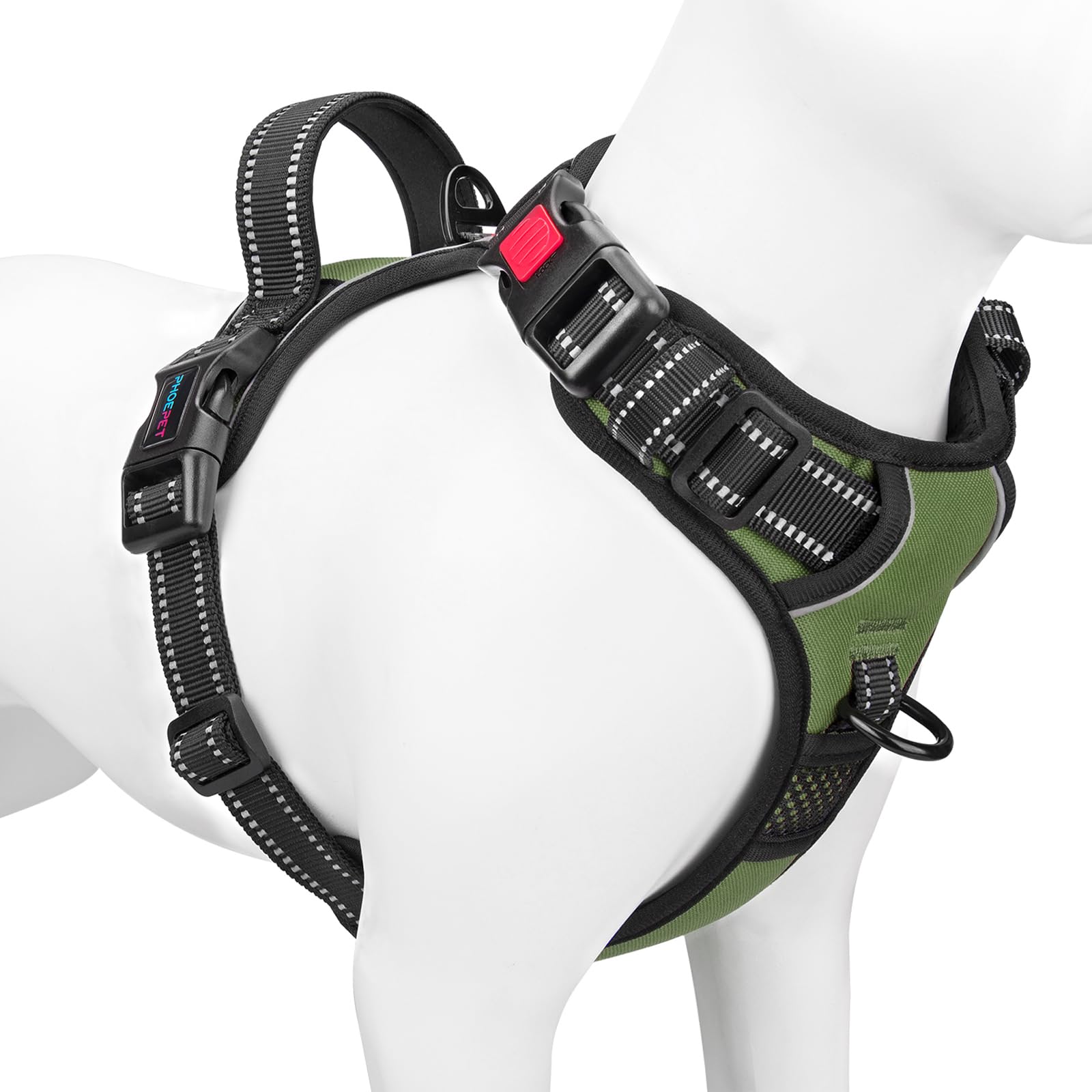 PHOEPET harnais vue avant montrant la distribution de pression et confort