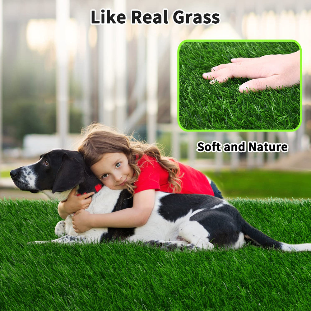 PICK FOR LIFE chiot utilisant le tapis gazon intérieur pratique