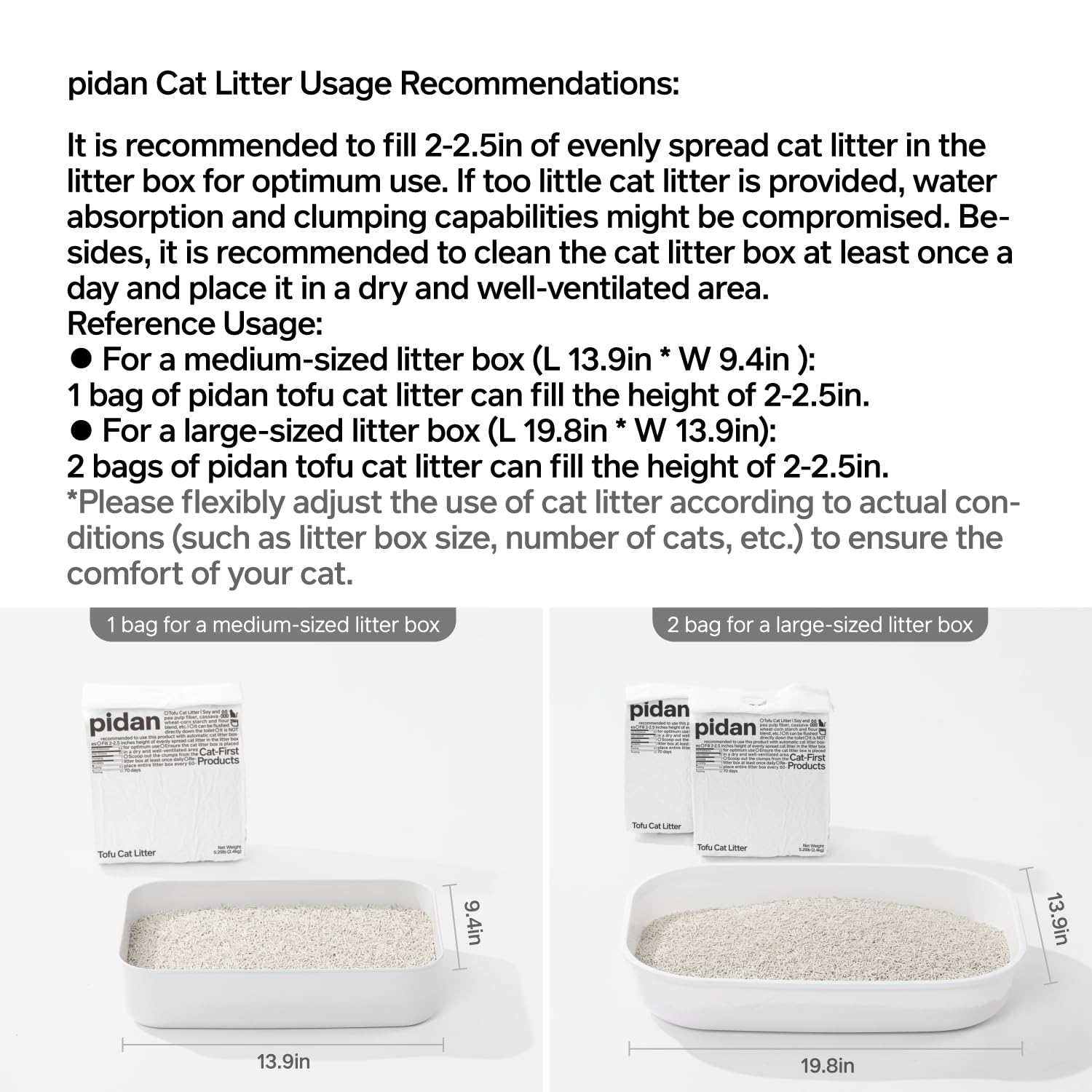 pidan sac stocké montrant rangement et durée d'utilisation