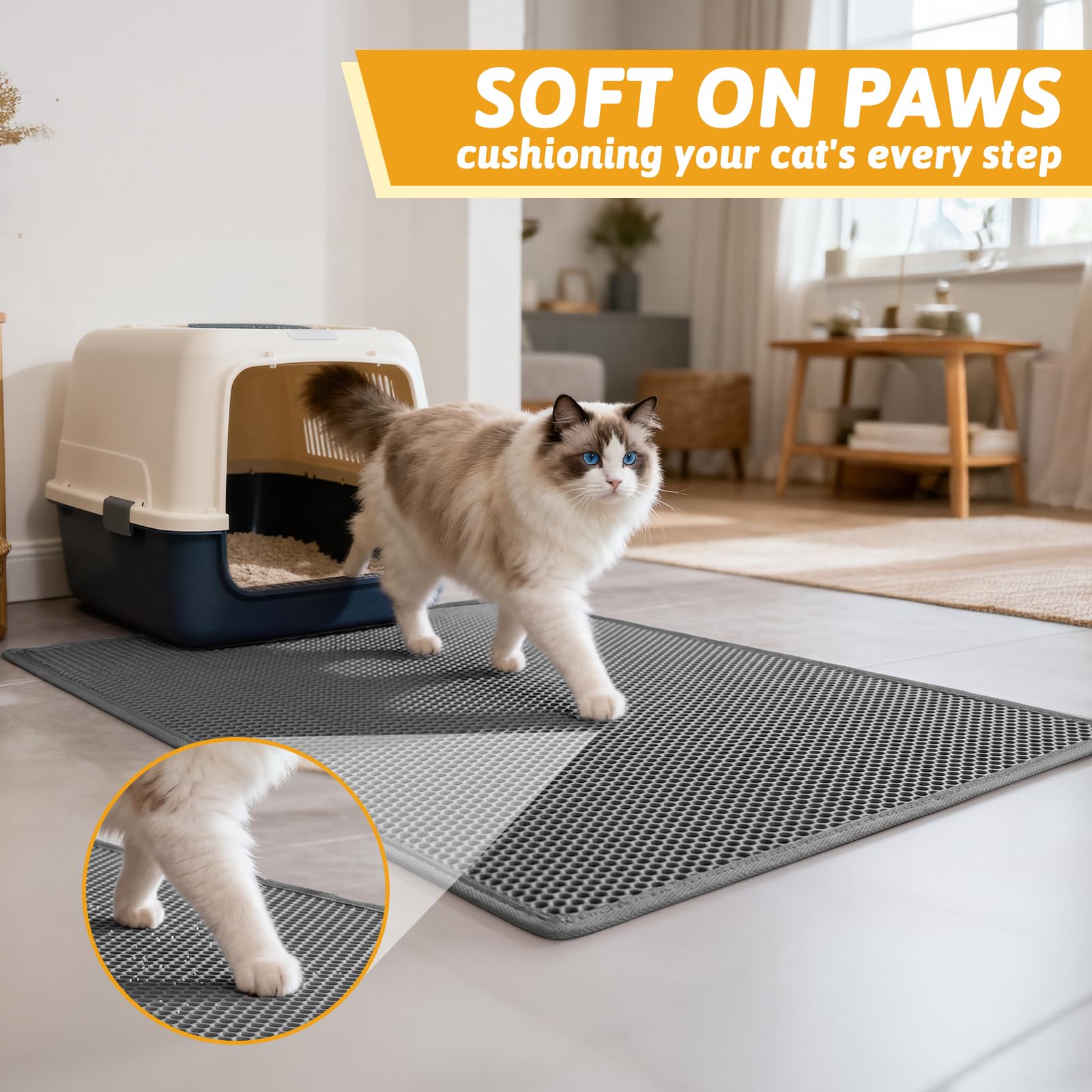 Pieviev texture EVA douce au toucher, confortable pour les pattes sensibles du chat