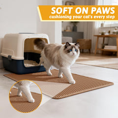 Pieviev tapis en usage par chat réduit la dispersion des grains