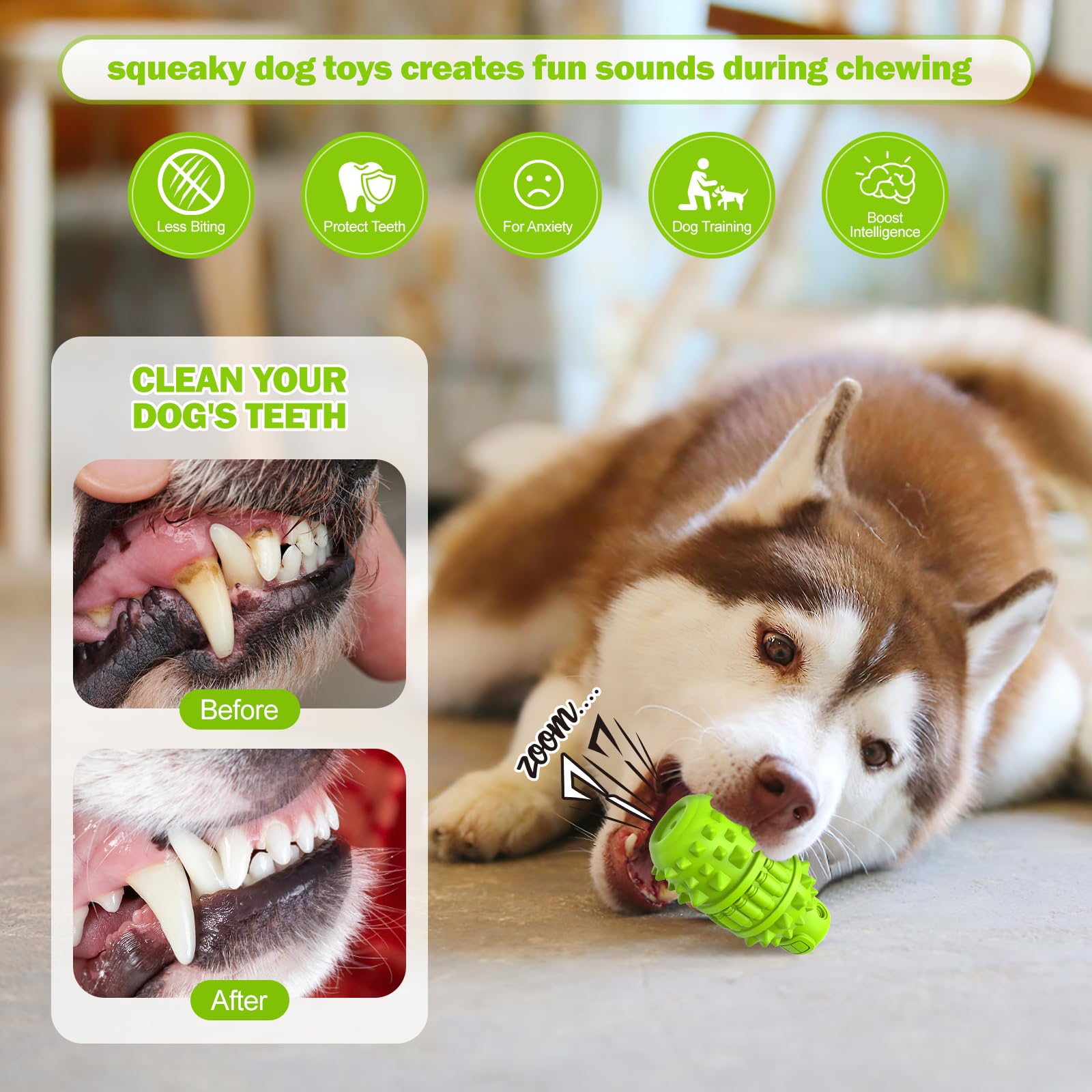 PIFFZEDO chien de taille moyenne mâchant le jouet pour stimulation et jeu