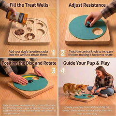 pingping-go chien utilisant le disque rotatif pour fouiller et être stimulé mentalement