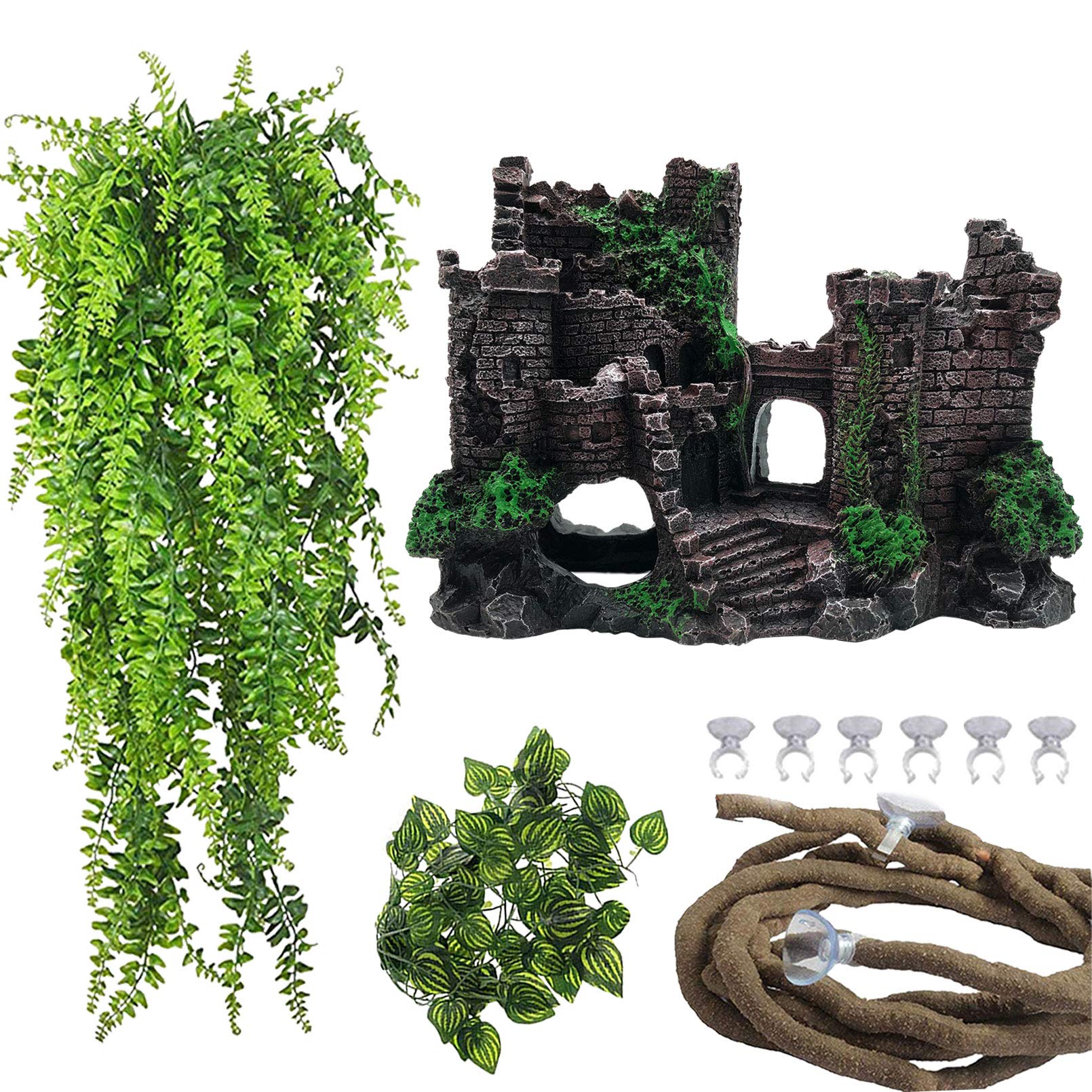 PINVNBY château face terrarium offrant cachette et sécurité