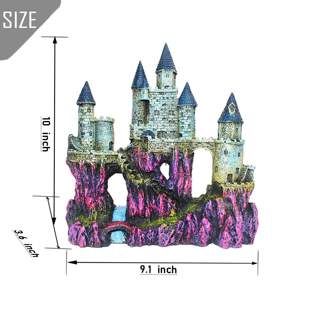 PINVNBY château dans aquarium avec poissons utilisant cachettes pour confort