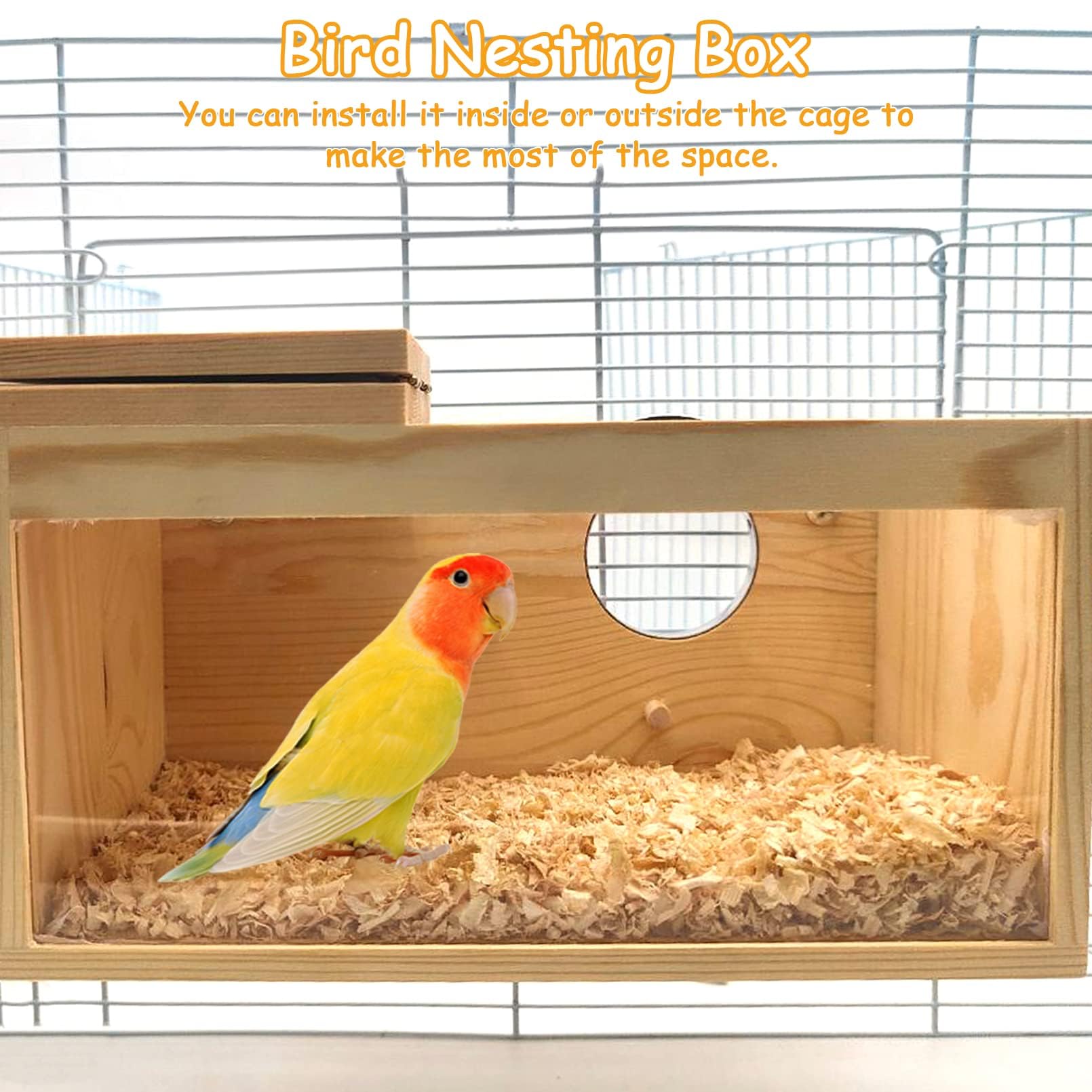 PINVNBY nichoir fixé dans une cage montrant une installation stable