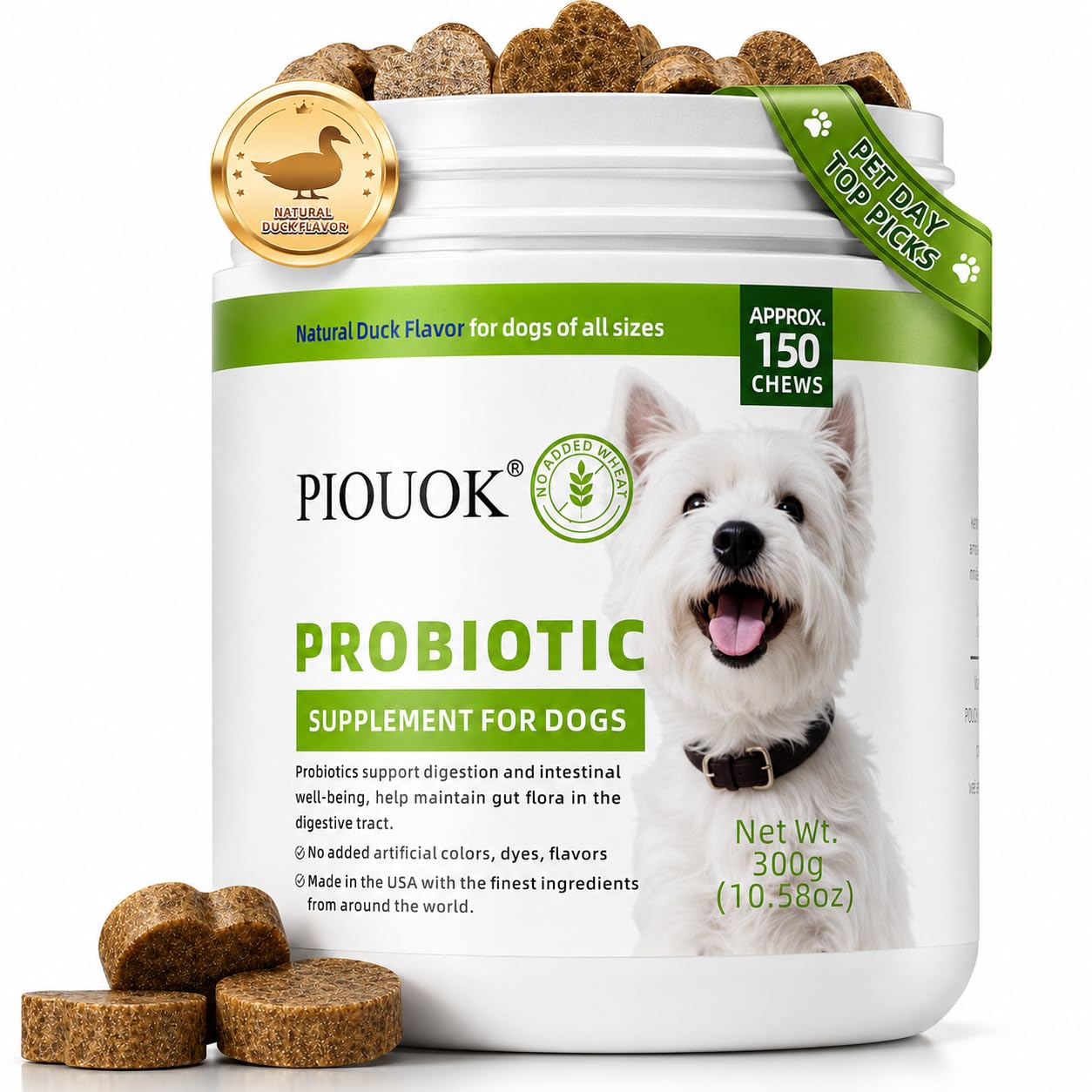 PIOUOK bouteille de 150 mastics pour soutien digestif, pratique pour 5 mois
