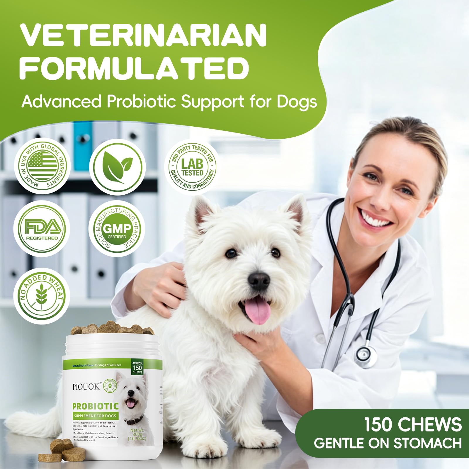 chien en intérieur avec PIOUOK montrant utilisation quotidienne et bien-être