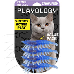 Playology emballage avant montrant le pack de 4 et l'herbe à chat, attire l'œil