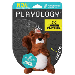 Playology peluche écureuil de face, couineur visible et attrait de jeu