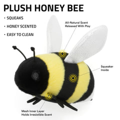 Playology Plush Bee gros plan sur texture douce et broderies durables