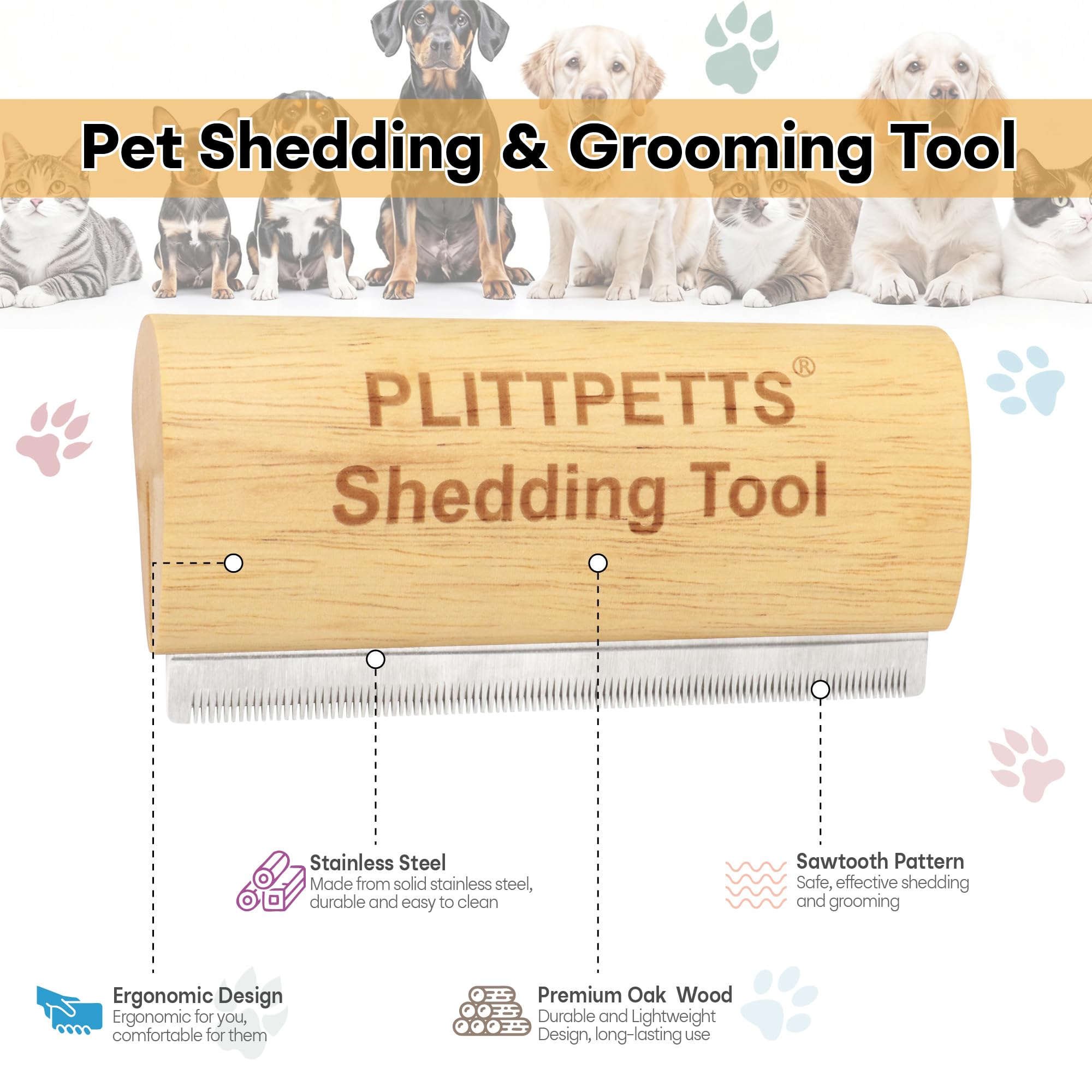 PLITTPETTS brosse utilisée sur un chien, réduit les poils perdus sur le tapis