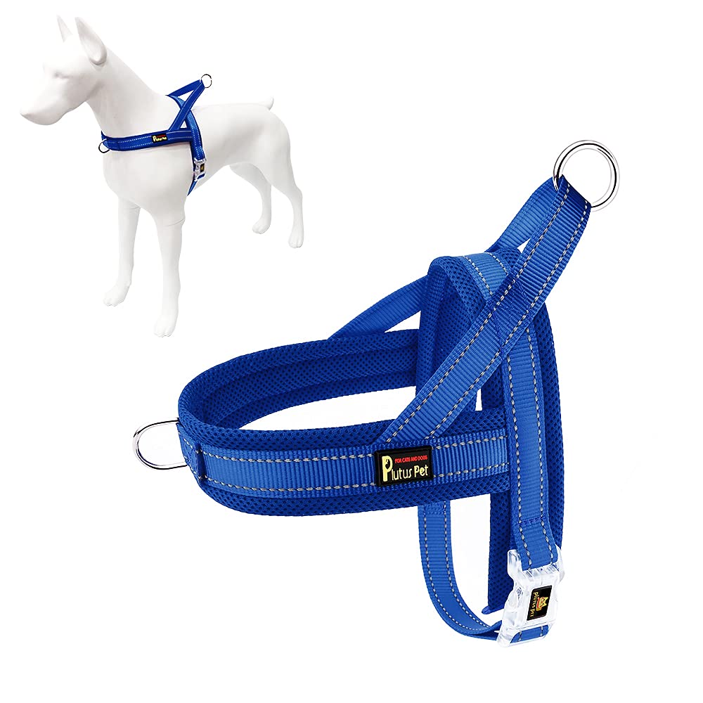 PLUTUS PET harnais face avant montrant coupe step-in et confort visible