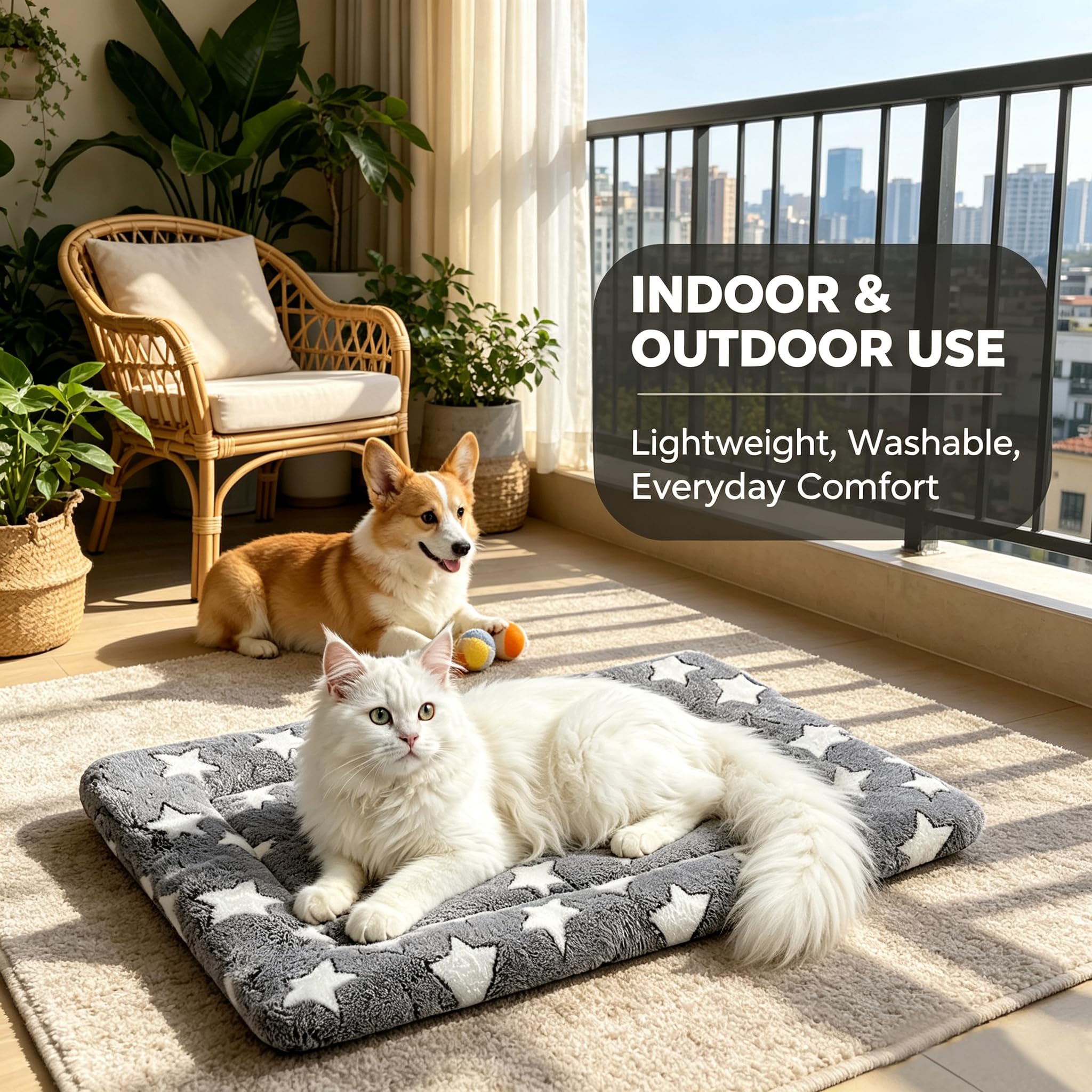 pobopobo tapis posé sur herbe montrant usage extérieur résistant