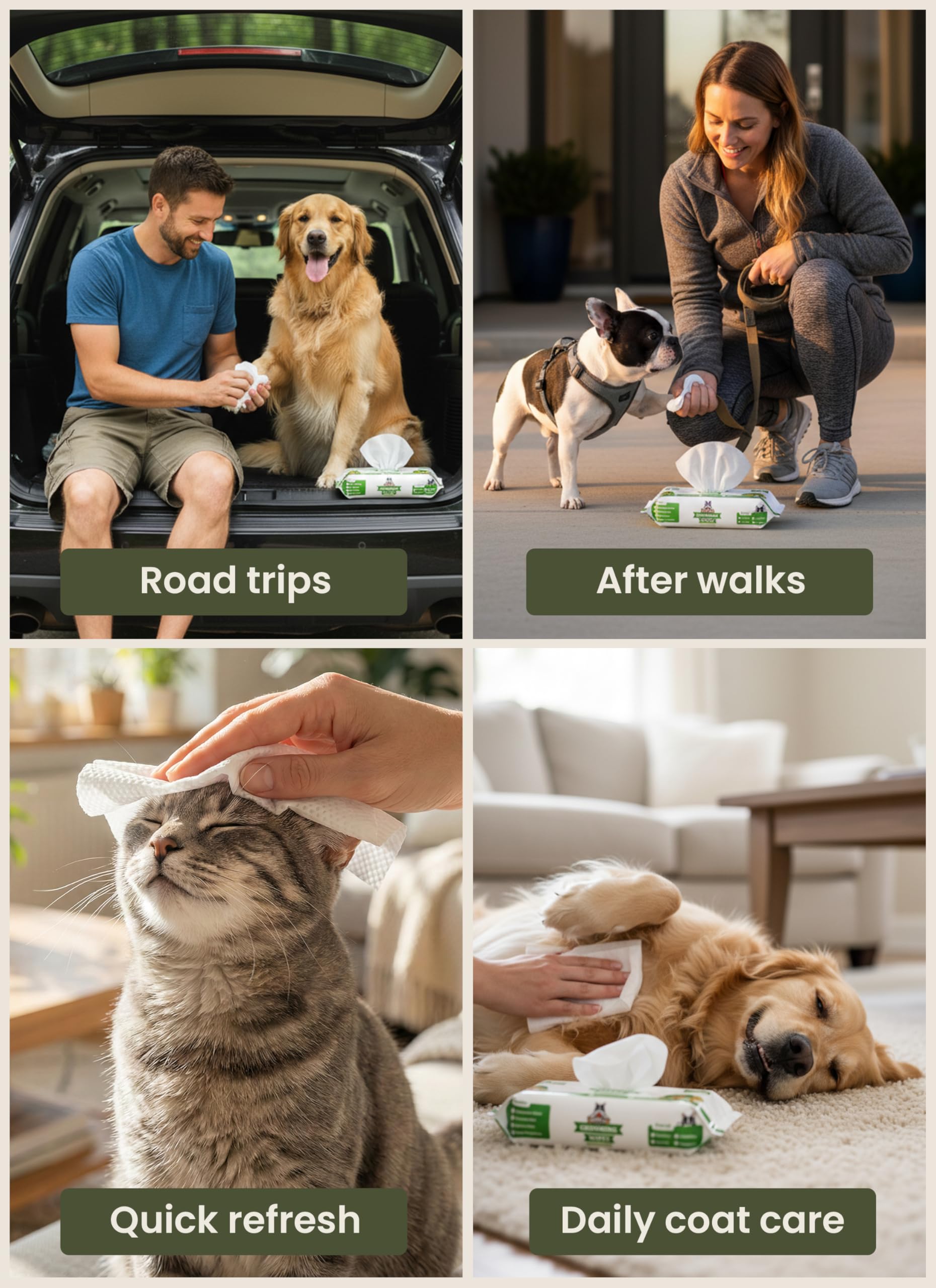 Pogi's lingette en usage pour nettoyer patte, pratique et rapide