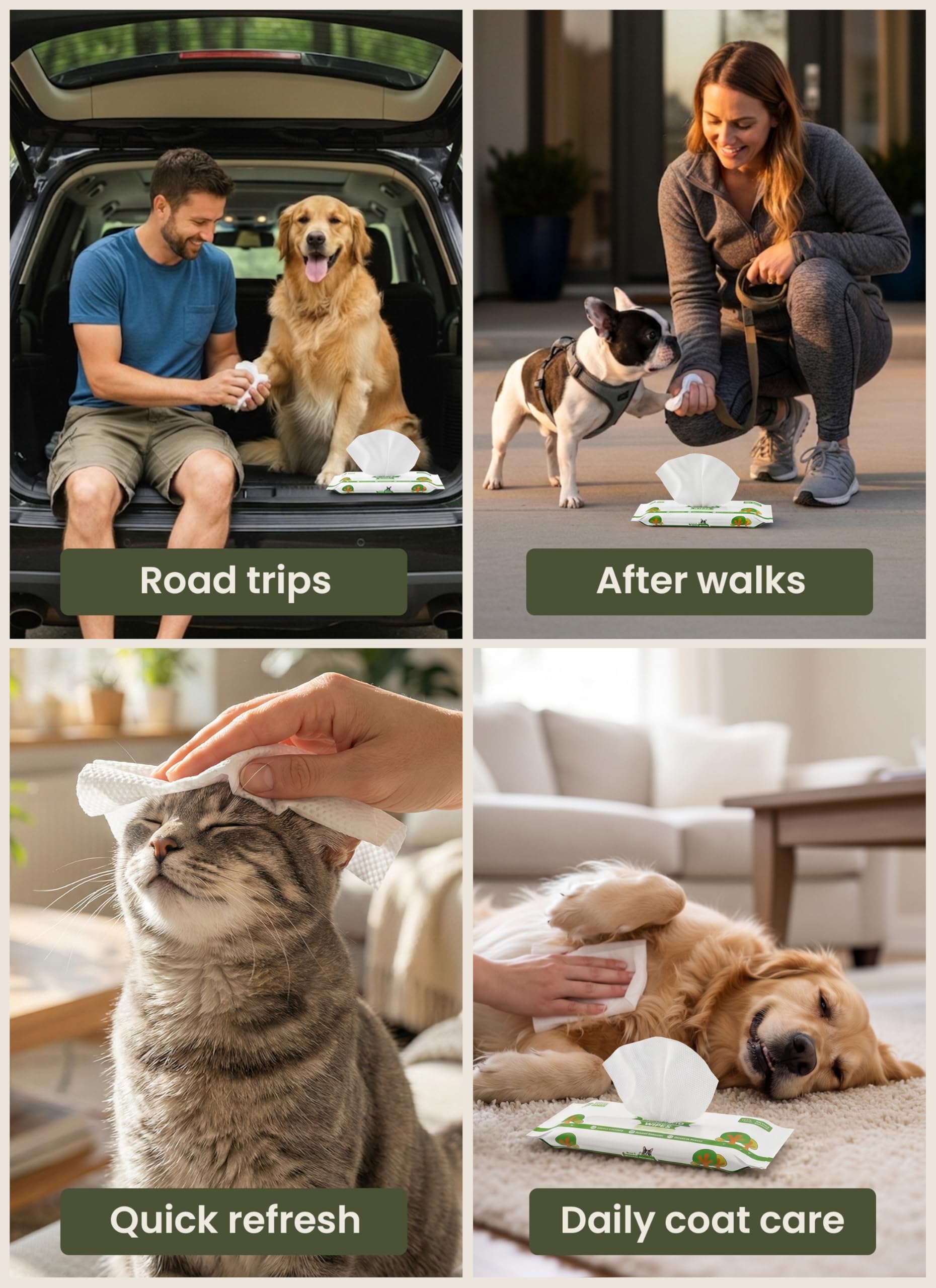 Pogi's lingette en usage sur pattes, garde propreté après promenade