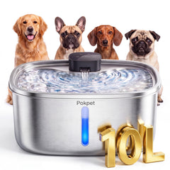 Pokpet fontaine 10L avant acier inoxydable, capacité élevée et propreté