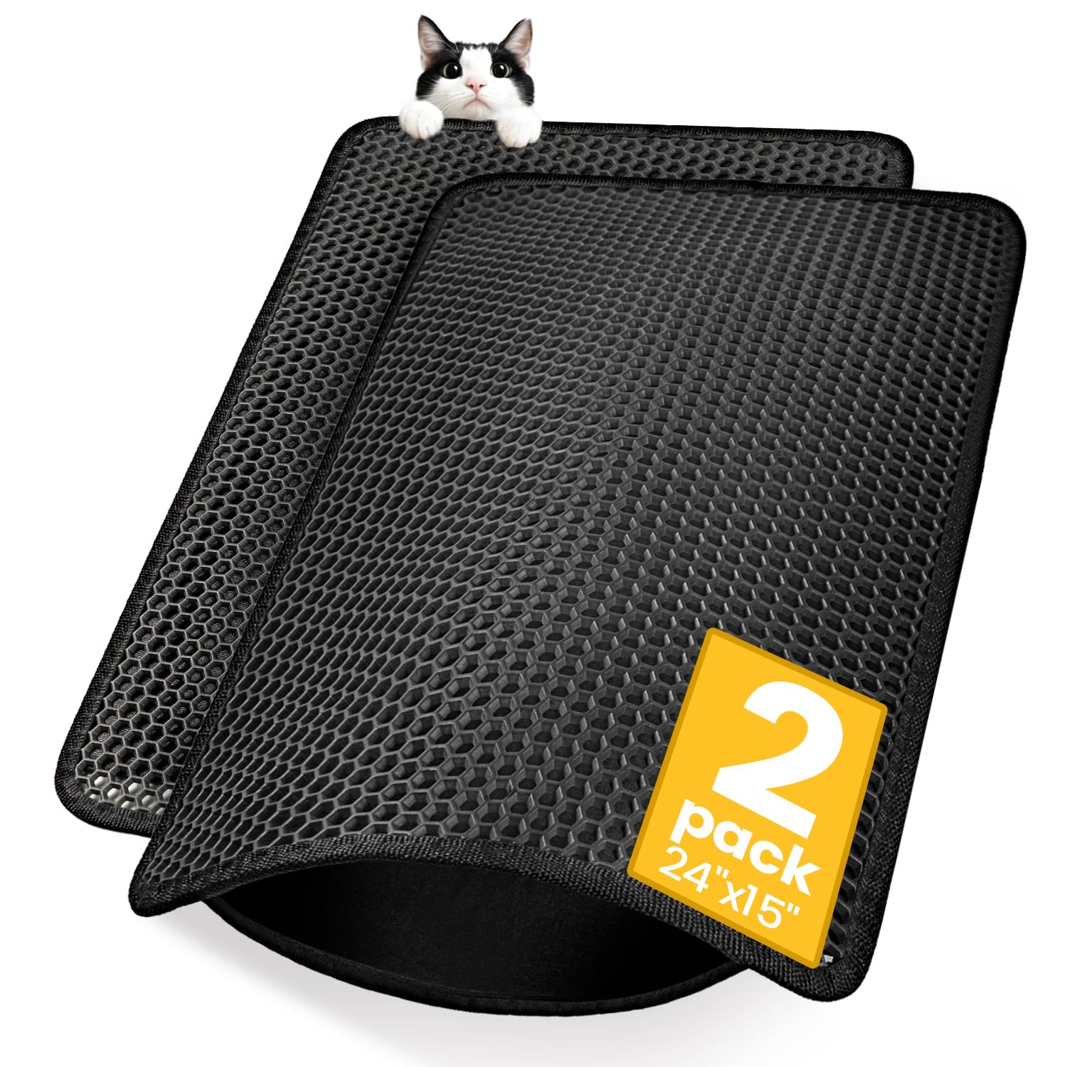 Polarduck tapis litière vue avant montrant surface noire et bords arrondis pour propreté
