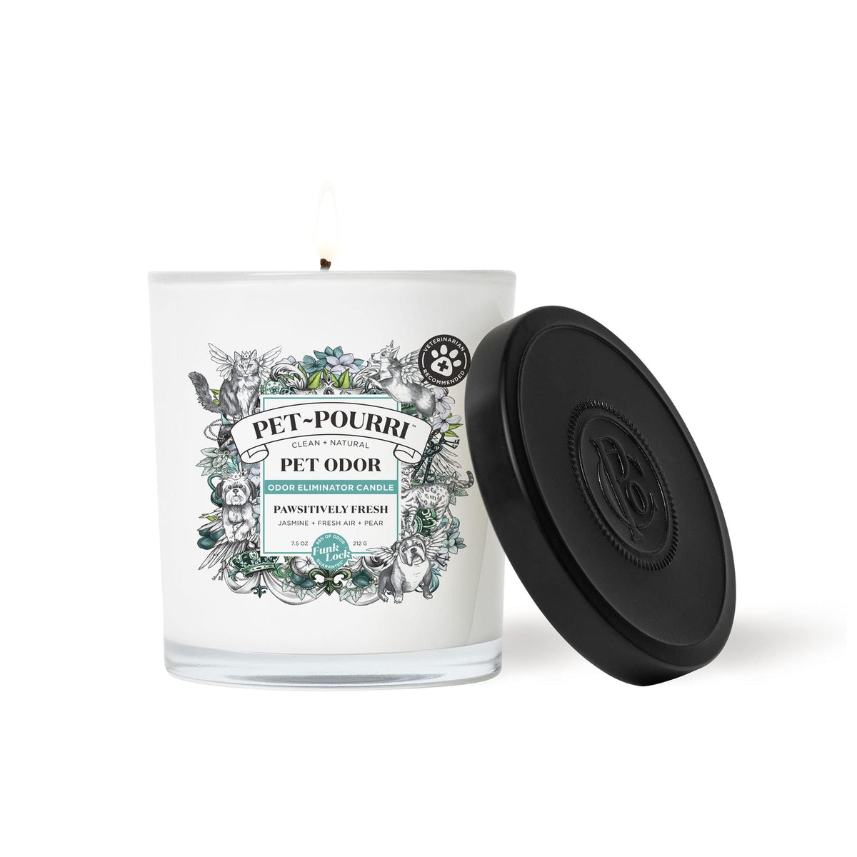 Poo-Pourri bougie face emballage présentant neutralisation des odeurs