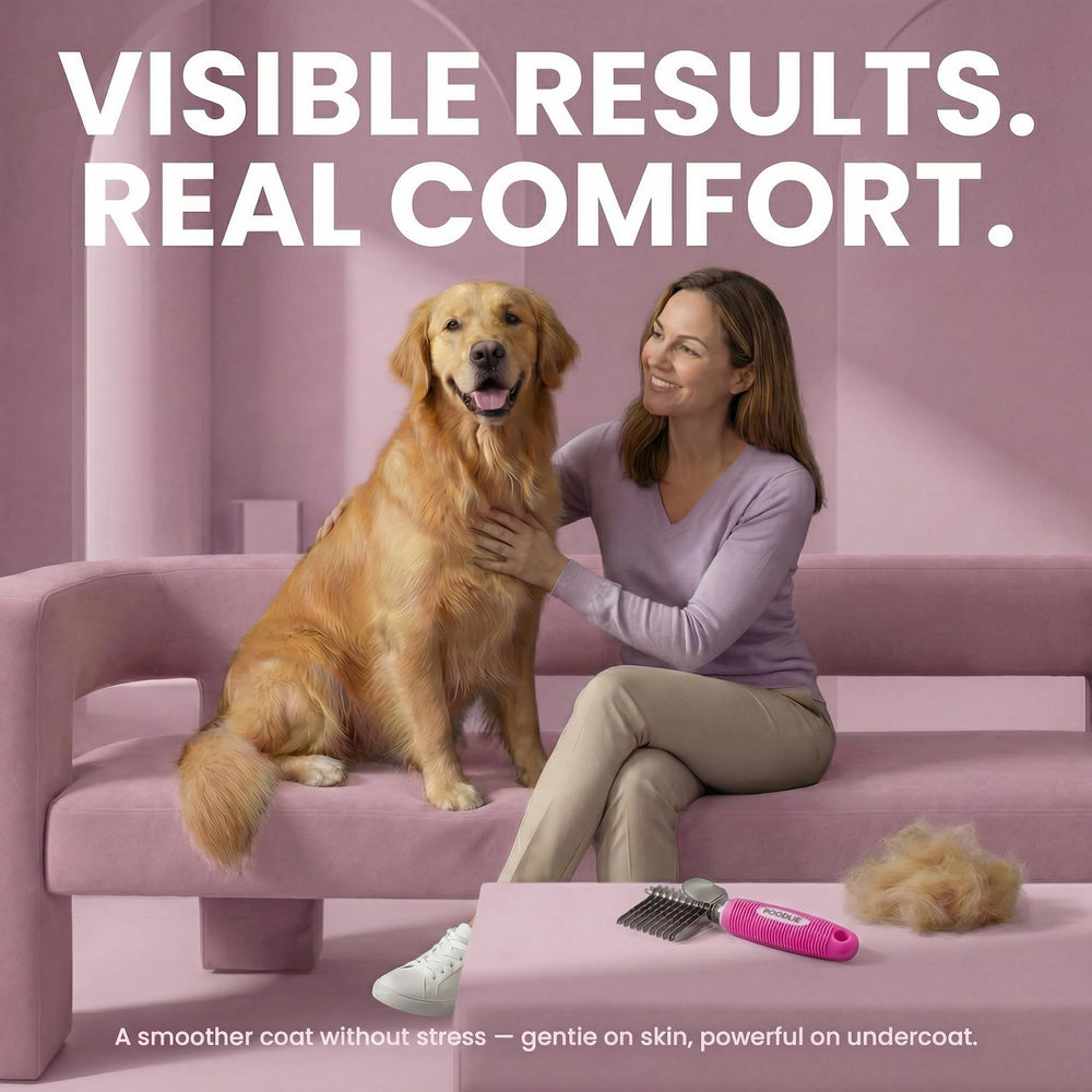 POODLIE en train de démêler un chien à poils longs pour un pelage plus lisse
