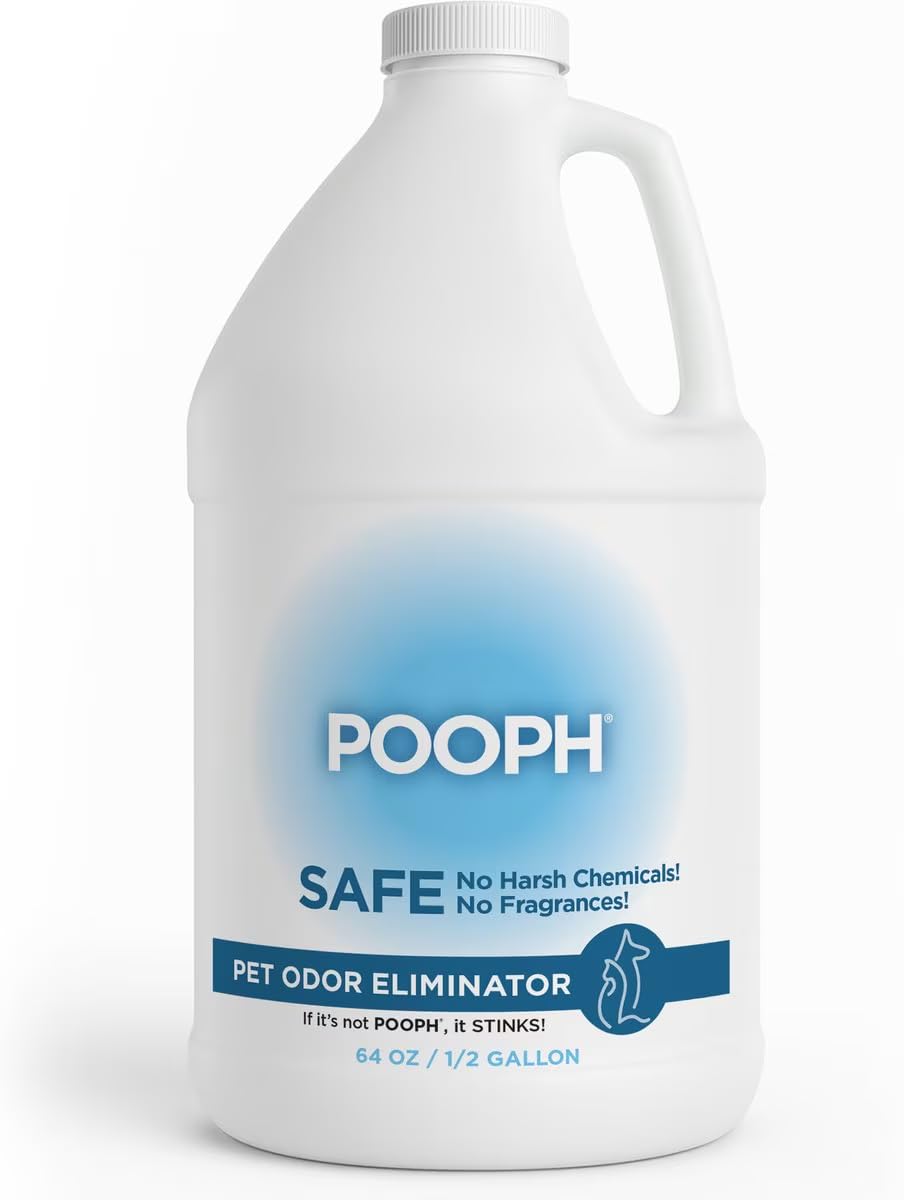 POOPH flacon face 64 fl oz montrant l'étiquette, neutralise rapidement les odeurs