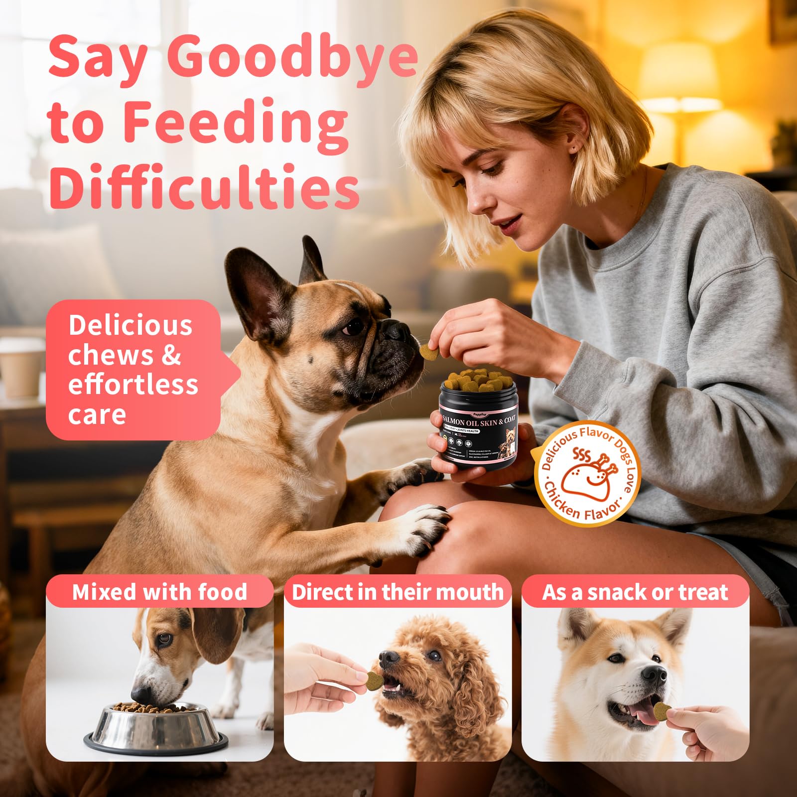 POPPAW application sur pelage de chien montrant brillance et confort