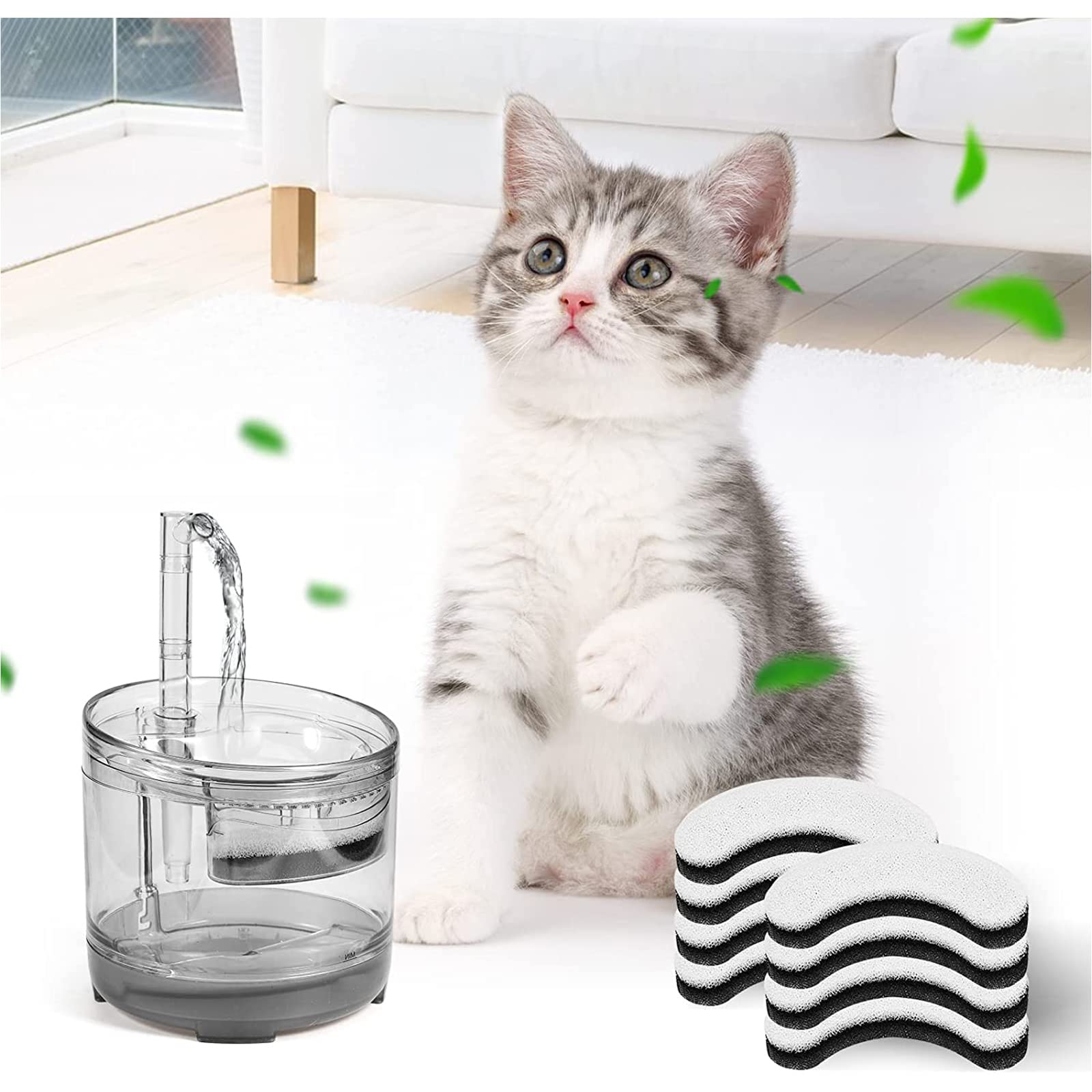 Fontaine en cuisine avec filtre Porens, eau plus claire appréciée du chat