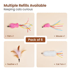 Potaroma détails des pompons souris et poisson, textures stimulantes pour chat