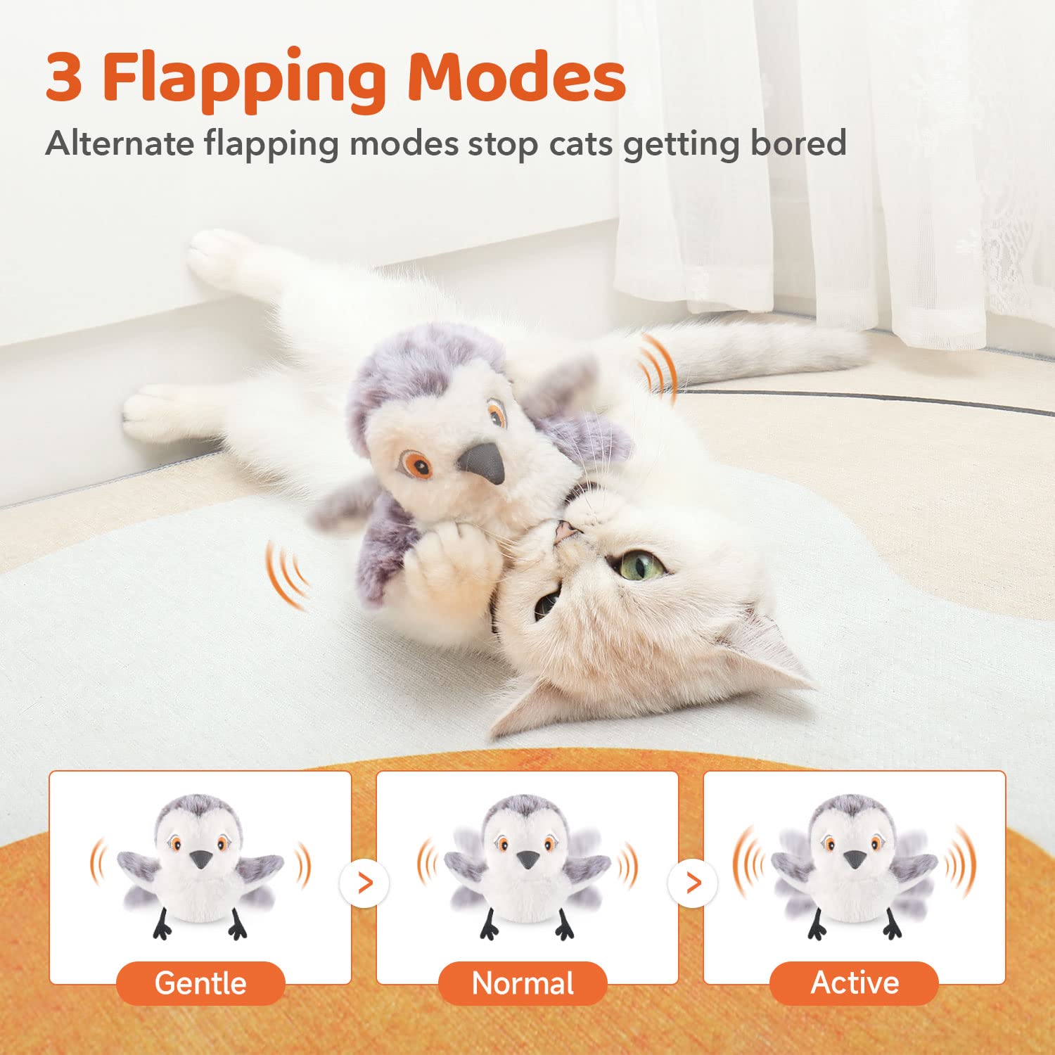 Potaroma sandpiper capteur tactile activant ailes pour stimulation du chat