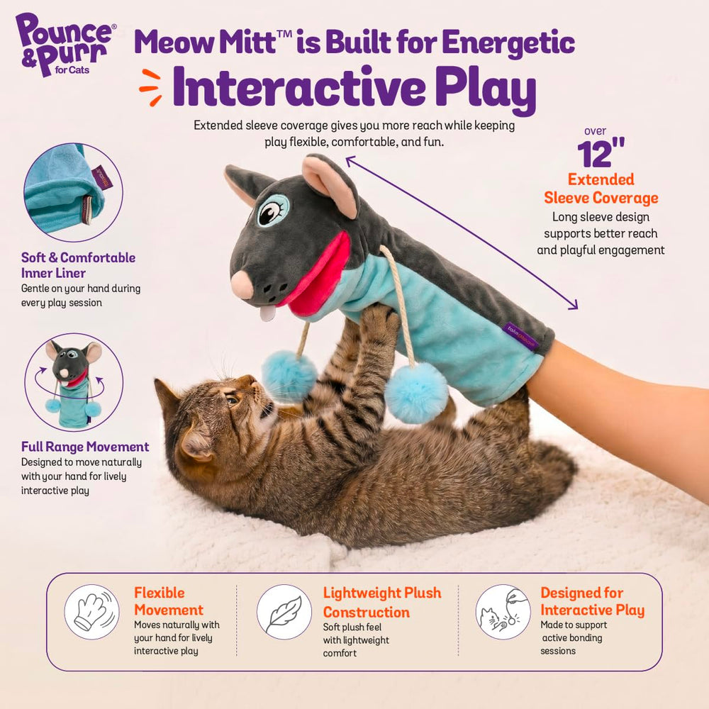 Pounce & Purr Meow Mitt détail des bras pendants qui stimulent la chasse
