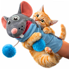 Pounce & Purr Meow Mitt face avant montrant la souris attrayante pour jeu actif