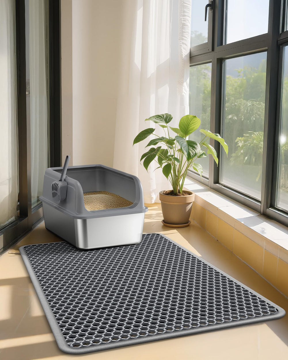 Powools ensemble de deux tapis posé dans un salon, pratique et propre