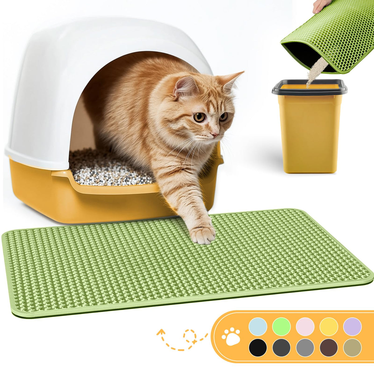 powools tapis face avant montrant le design vert vif et protection du sol