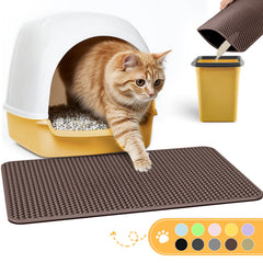 Powools tapis litière face avant montrant la double couche et protection anti-saleté