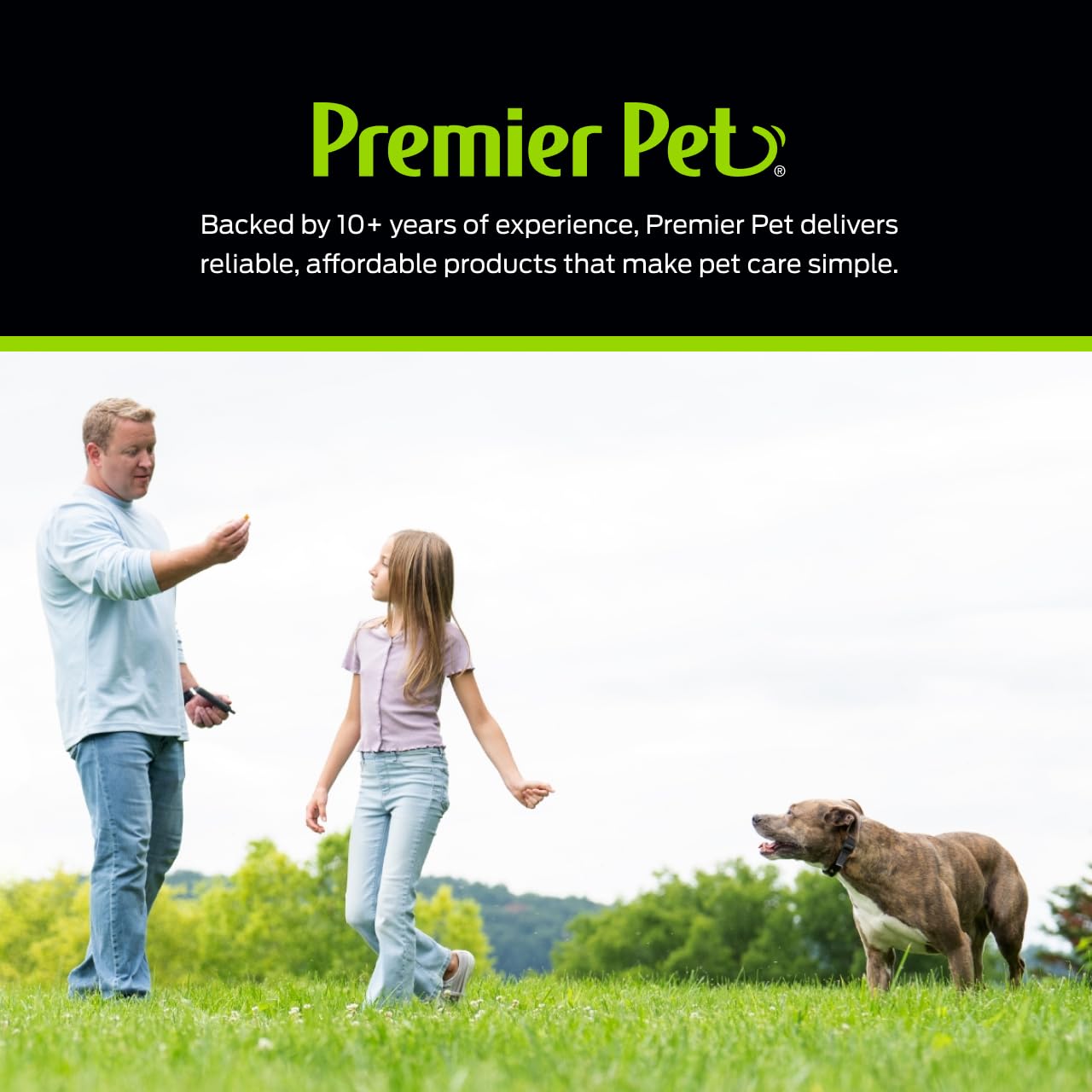 Premier Pet packaging et accessoires montrant contenu et facilité d'installation