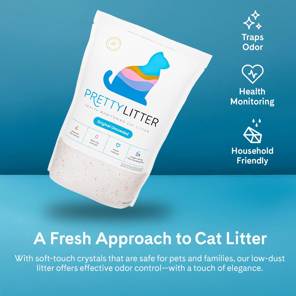 PrettyLitter étiquette produit montrant informations santé utiles