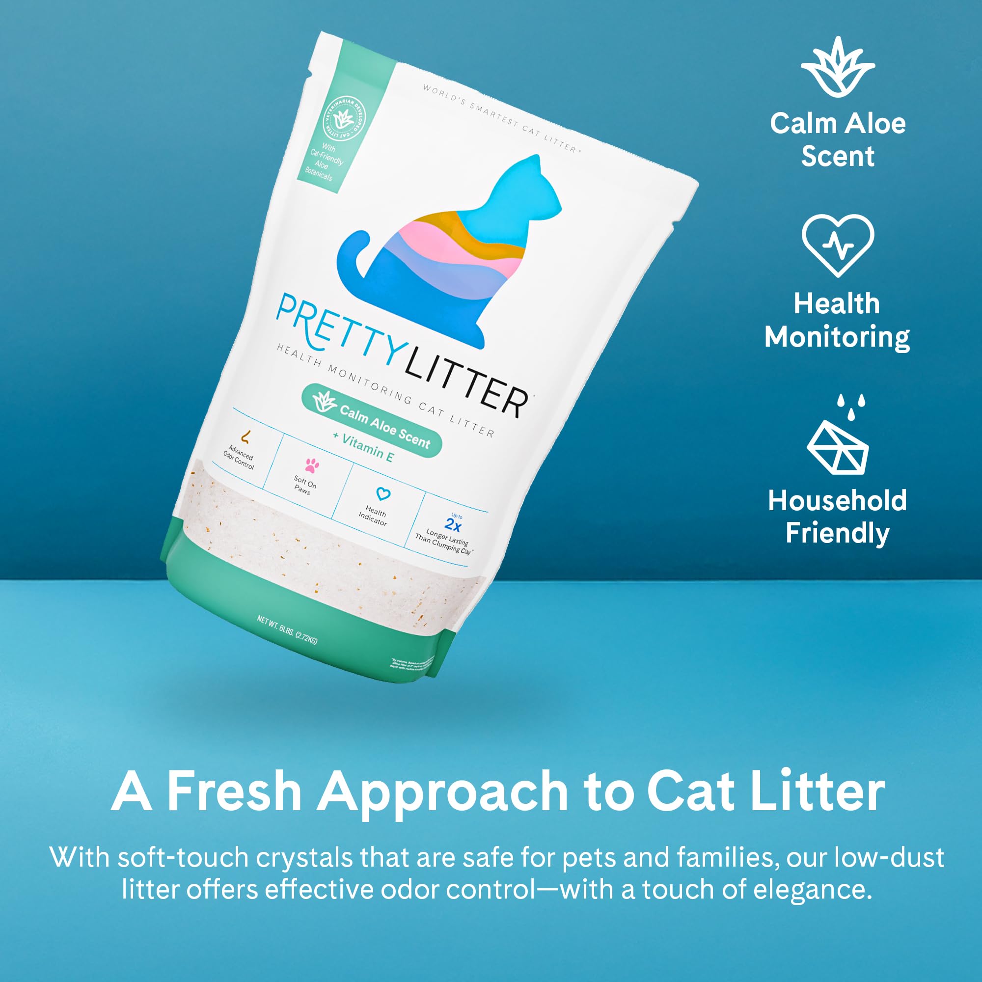 PrettyLitter étiquette santé montrant informations de surveillance urinaire