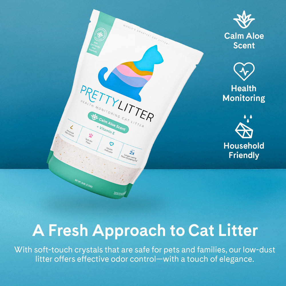 PrettyLitter étiquette santé montrant indications colorées informatives