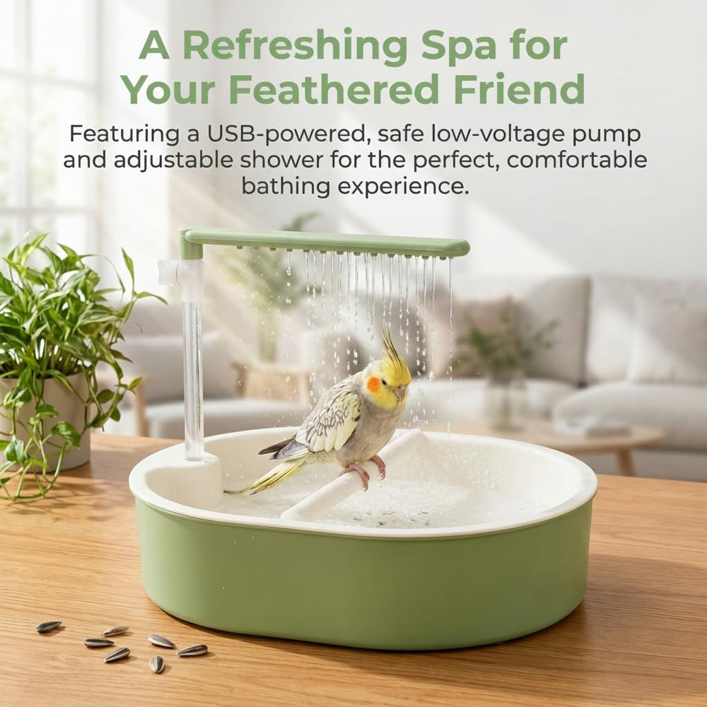 PRFOKEY bain en usage dans cage montrant confort pour l’oiseau