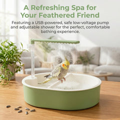PRFOKEY bain en usage dans cage montrant confort pour l’oiseau