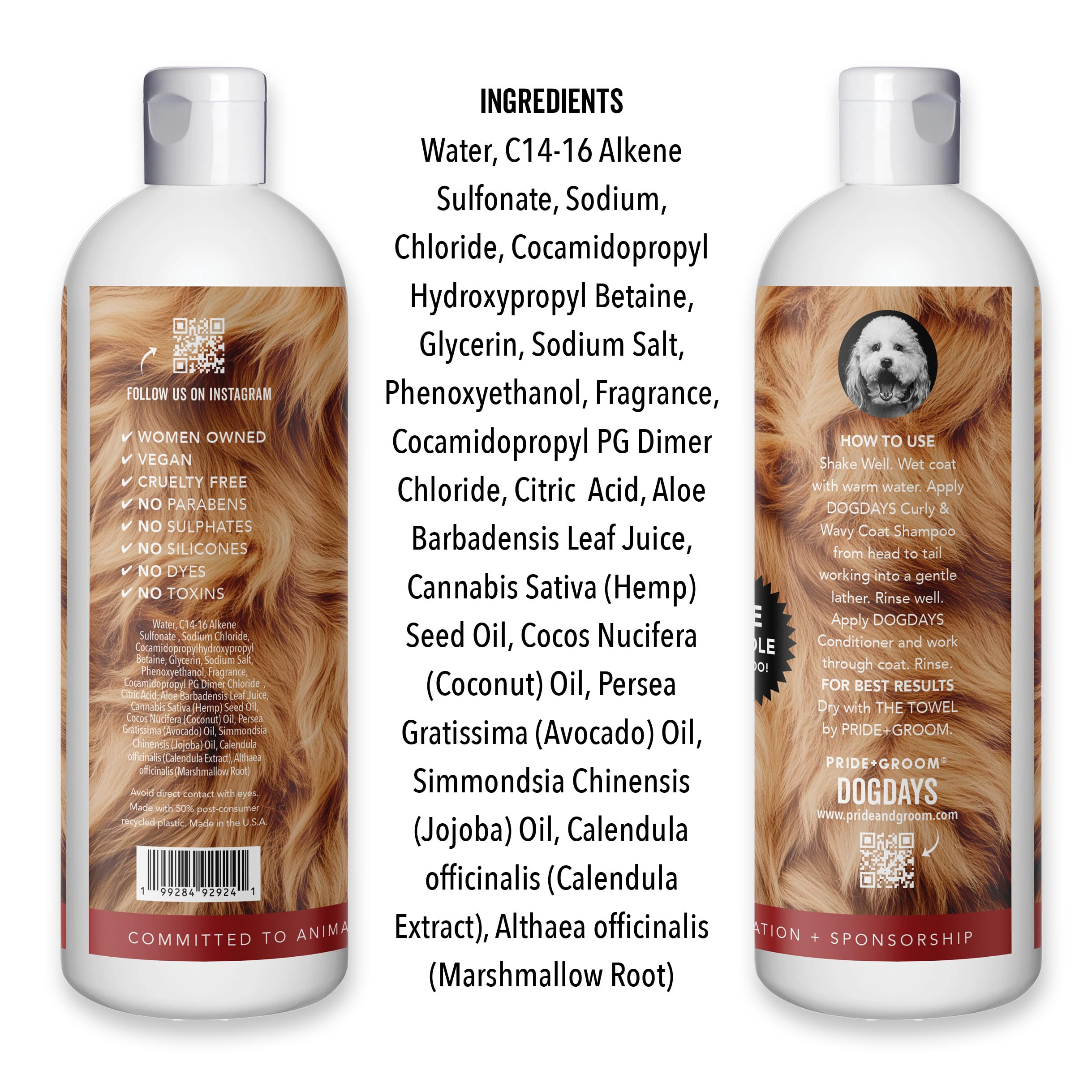 Chien coiffé après séchage avec Pride and Groom fini brillant et souple