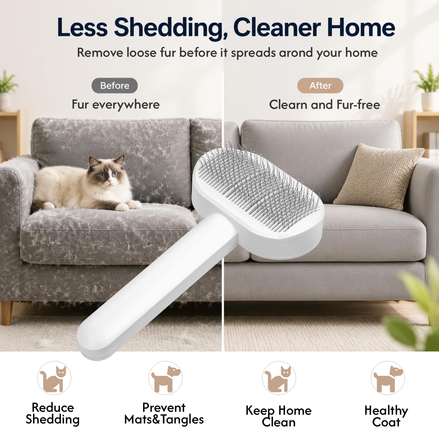 PrimePets gros plan poils denses attrape sous-poil efficacement