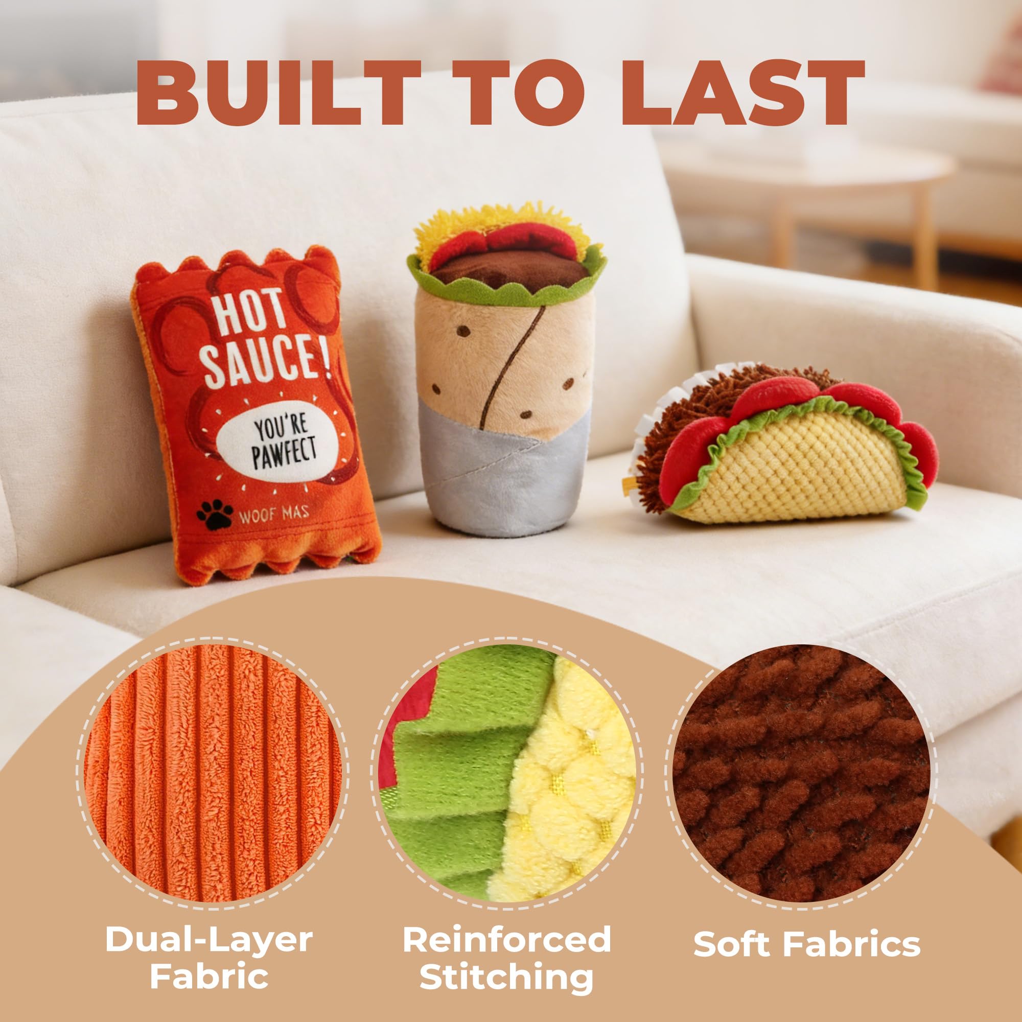 Chien tenant PrimePets burrito en peluche lors d'une séance de jeu actif