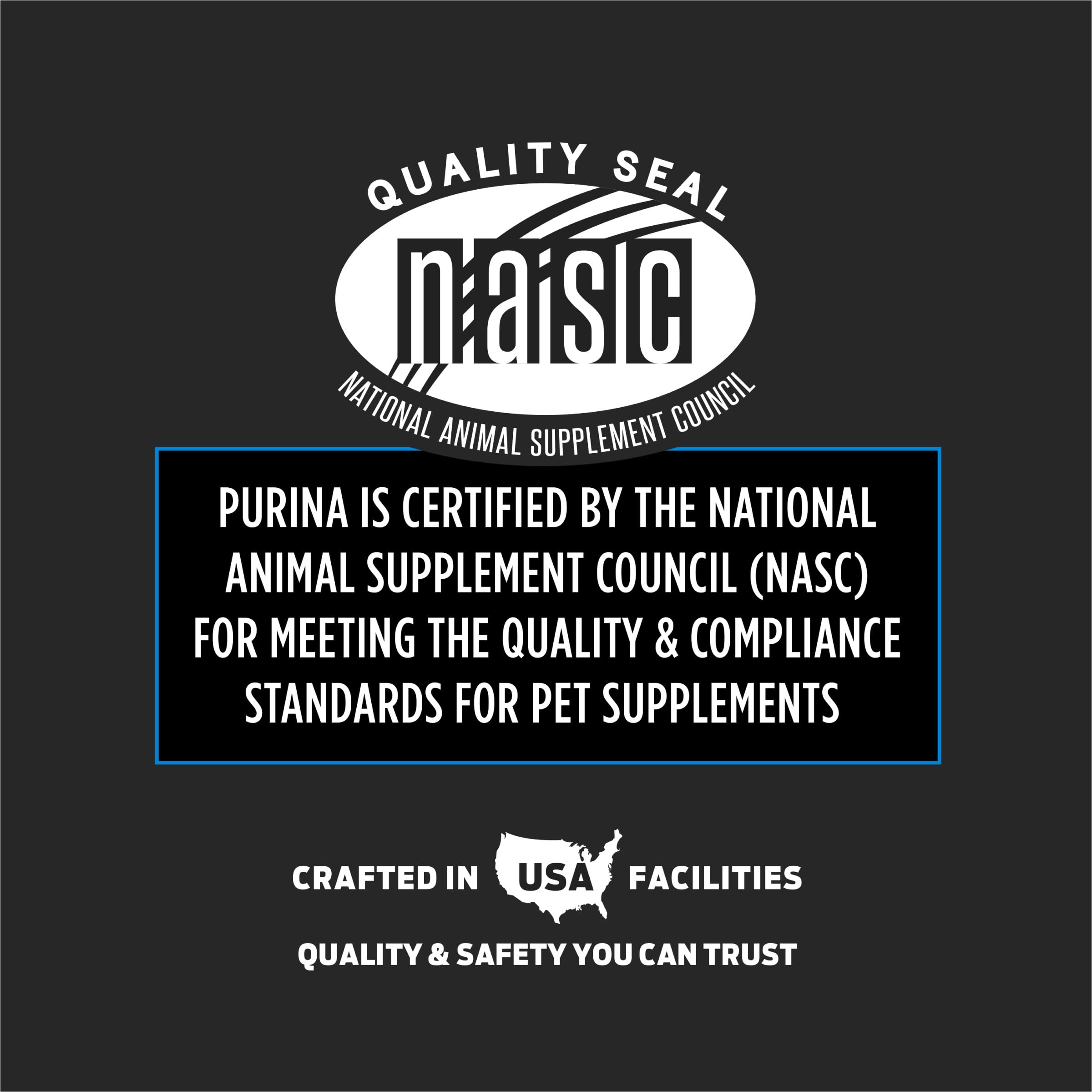 Purina Pro Plan sceau NASC sur l’emballage garantissant standards de qualité