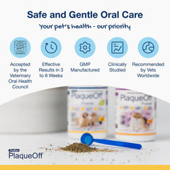 ProDen PlaqueOff poudre gros plan montrant texture fine et bénéfice hygiène dentaire