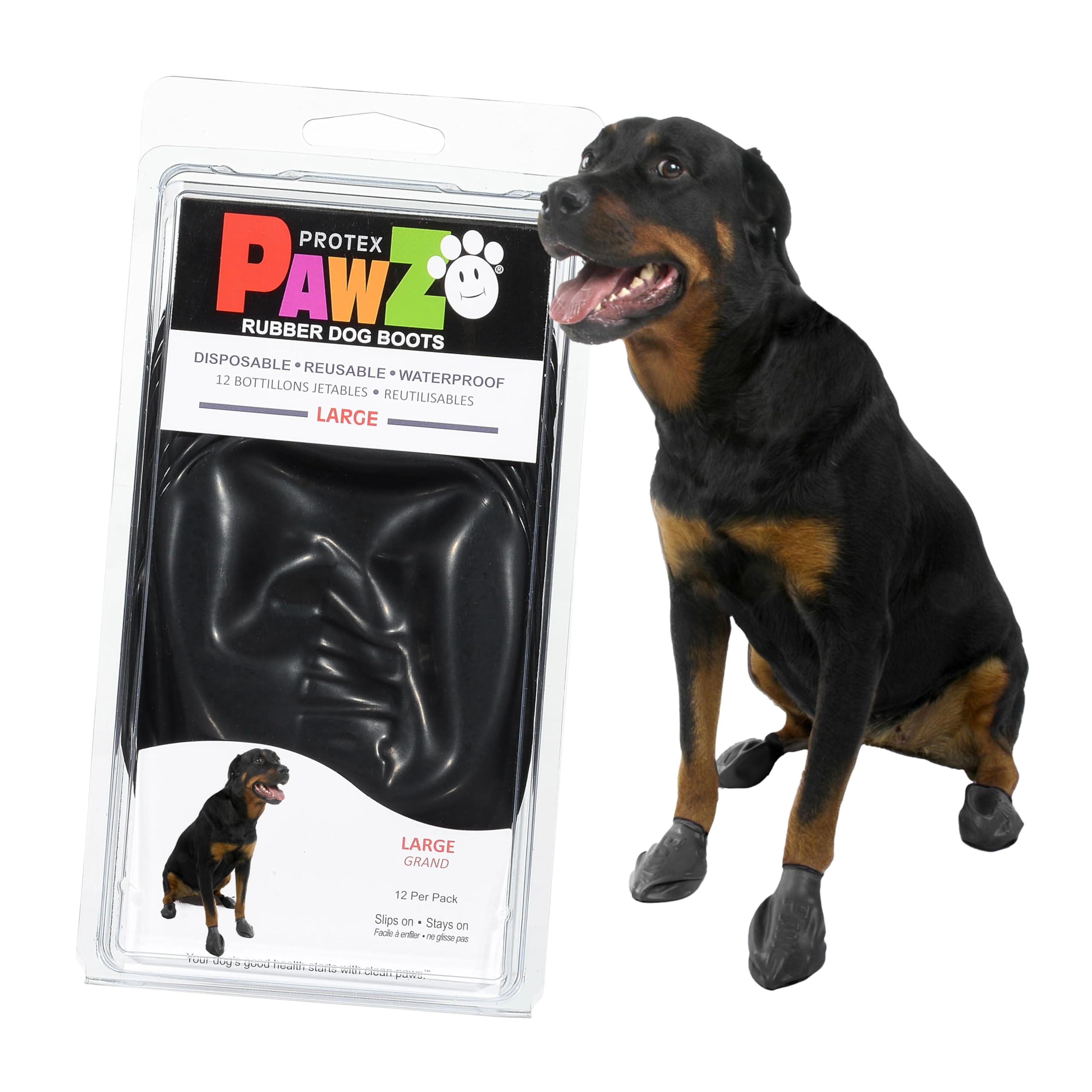 Protex PawZ face avant du pack de 12 montrant le design et la protection