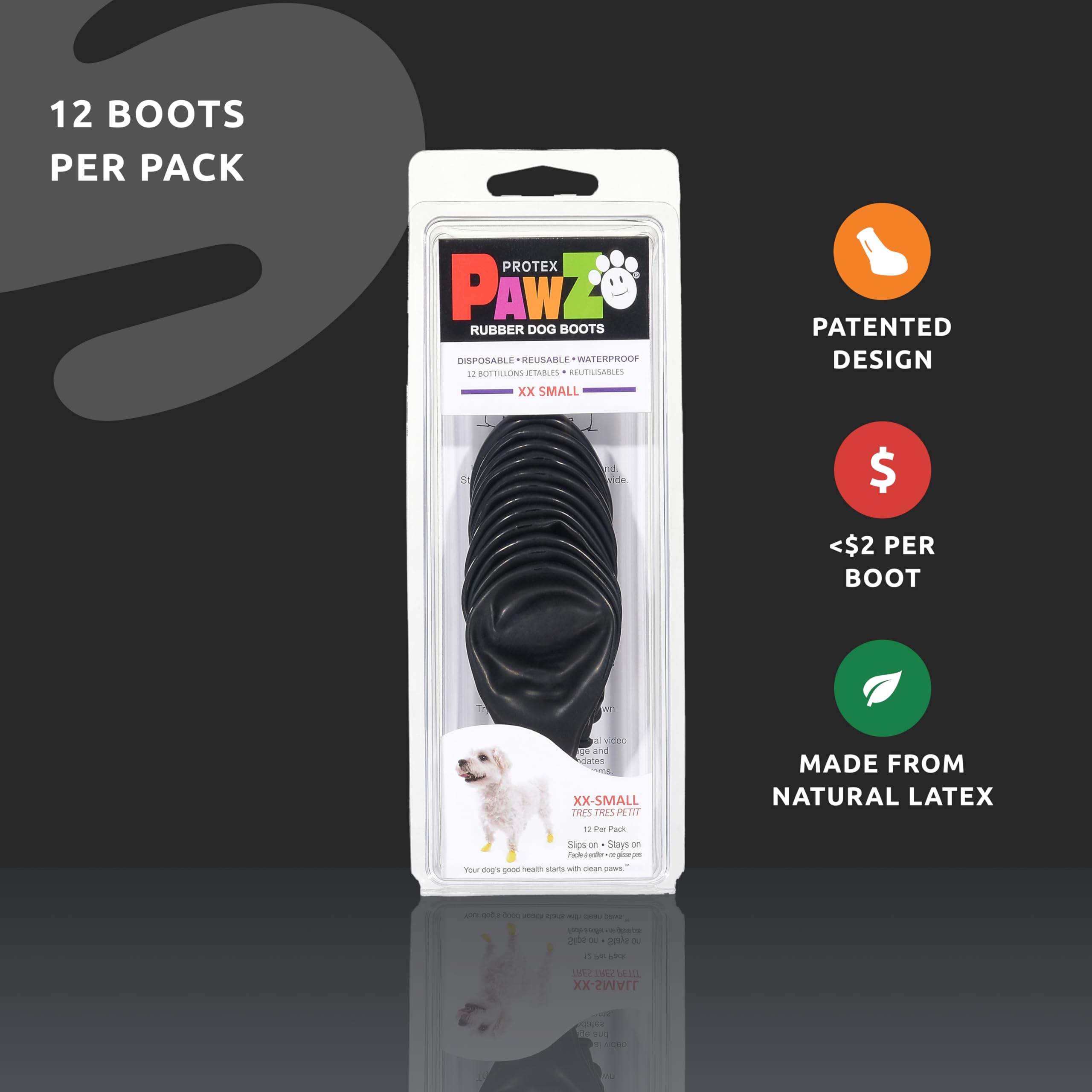 Protex PawZ gros plan de la semelle en caoutchouc montrant adhérence améliorée