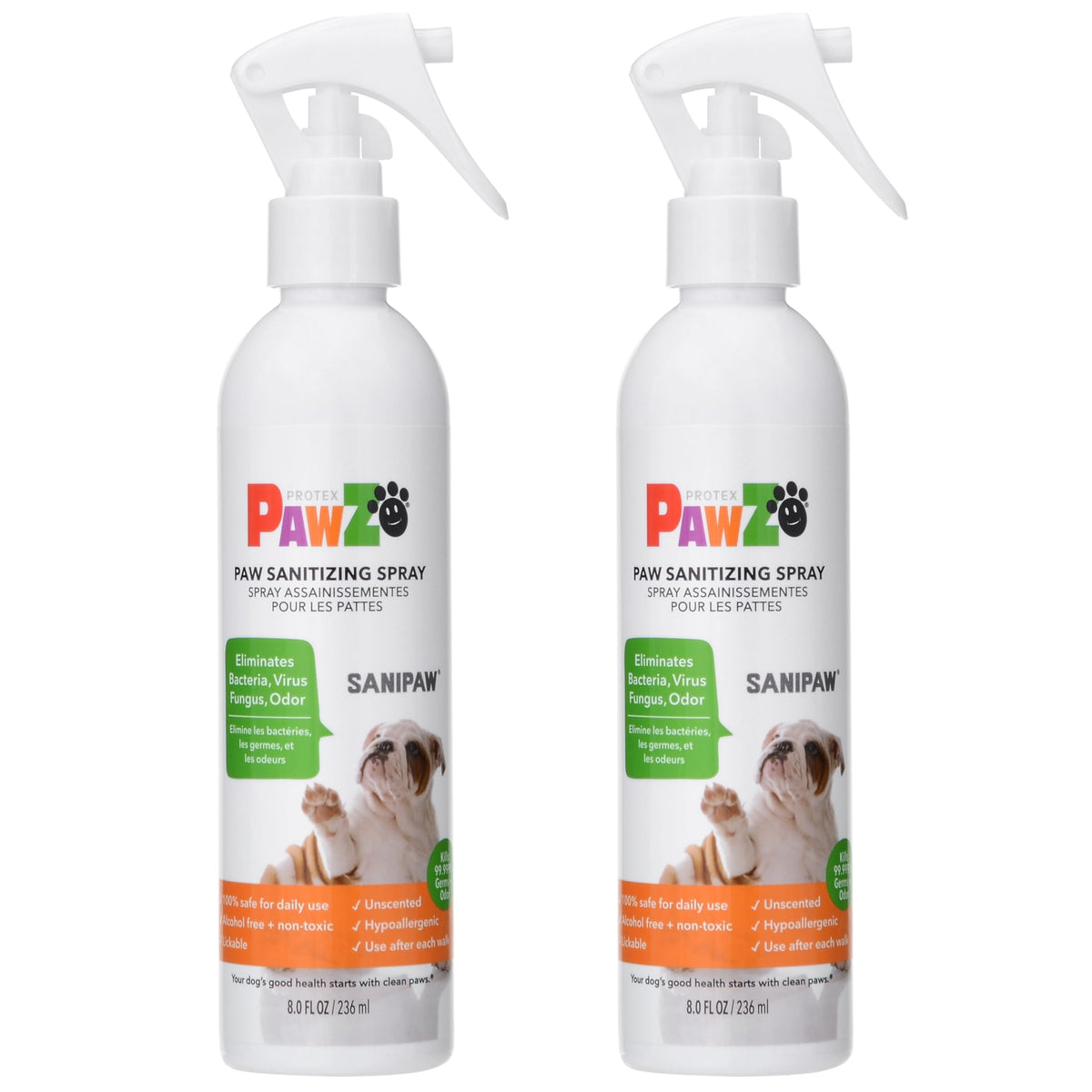 Protex PawZ flacon SaniPaw visible de face pour identification rapide et rangement